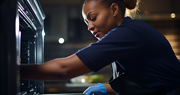 Deep oven cleaning with non-caustic solutions