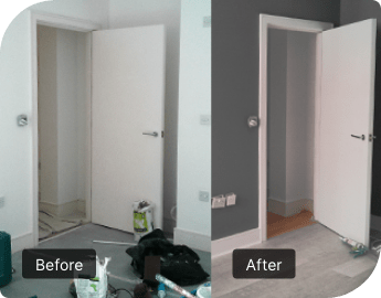 Before and after images from painting a room