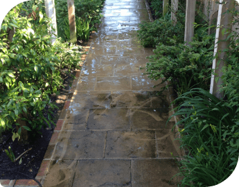 A pressure washed patio