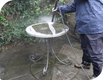 Pressure washing garden furniture