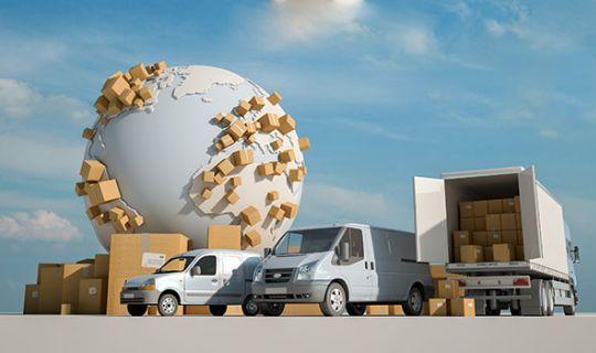 a stock image with a bunch of removal vans