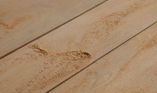 freshly sanded dusty wooden boards