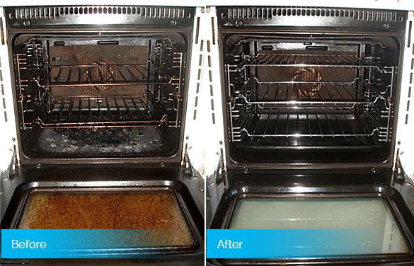 Oven cleaning before and after, part of the end of tenancy cleaning of Fantastic Services