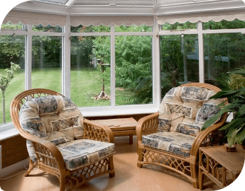 Insede the cleaned conservatory