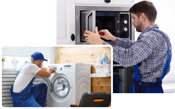 Technicians performing an appliance repair service