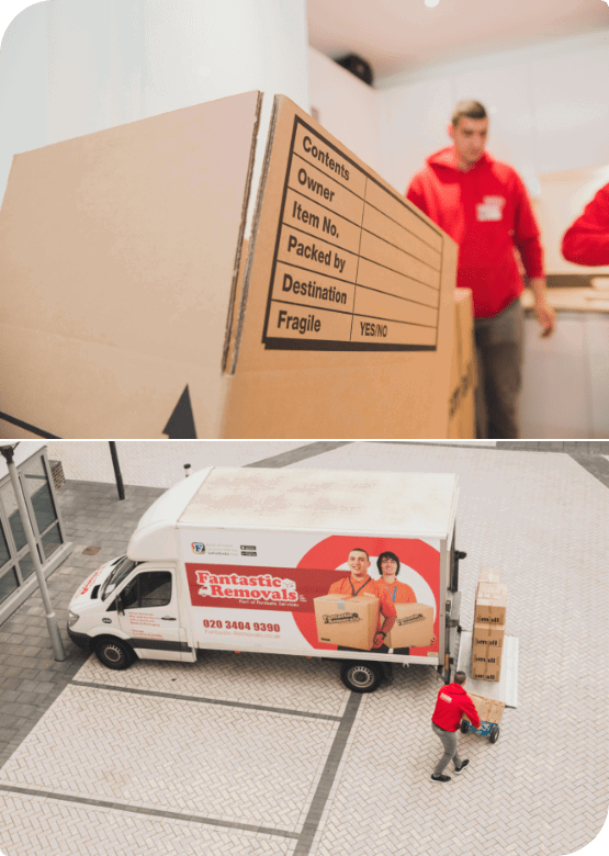 Collage showing the process of removal service