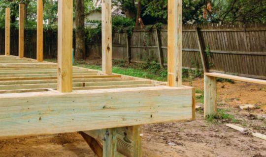 decking installed on an uneven ground