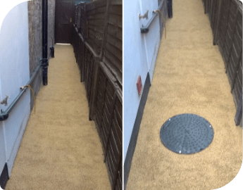 Picture showing an area before and after resin bonded service