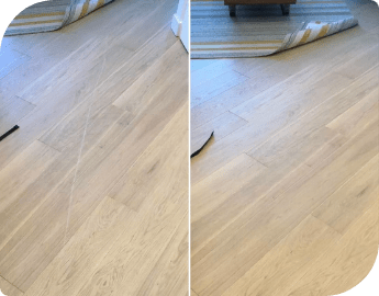 Picture of floor before and after laminate floor repair service