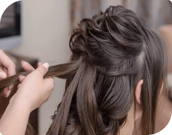 A woman during mobile hair salon services