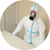 Pest controller with white suit