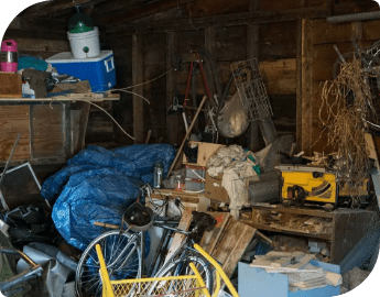 Pile of debris after shed demolition