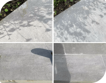 Collage of pictures before and after stone restoration