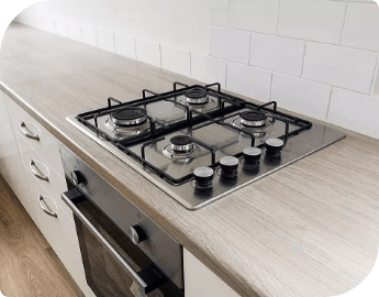 Freshly installed cooker hob