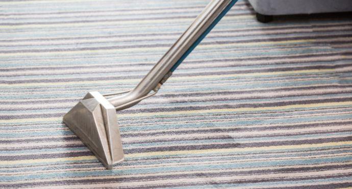 A professional cleaning an upholstered sofa