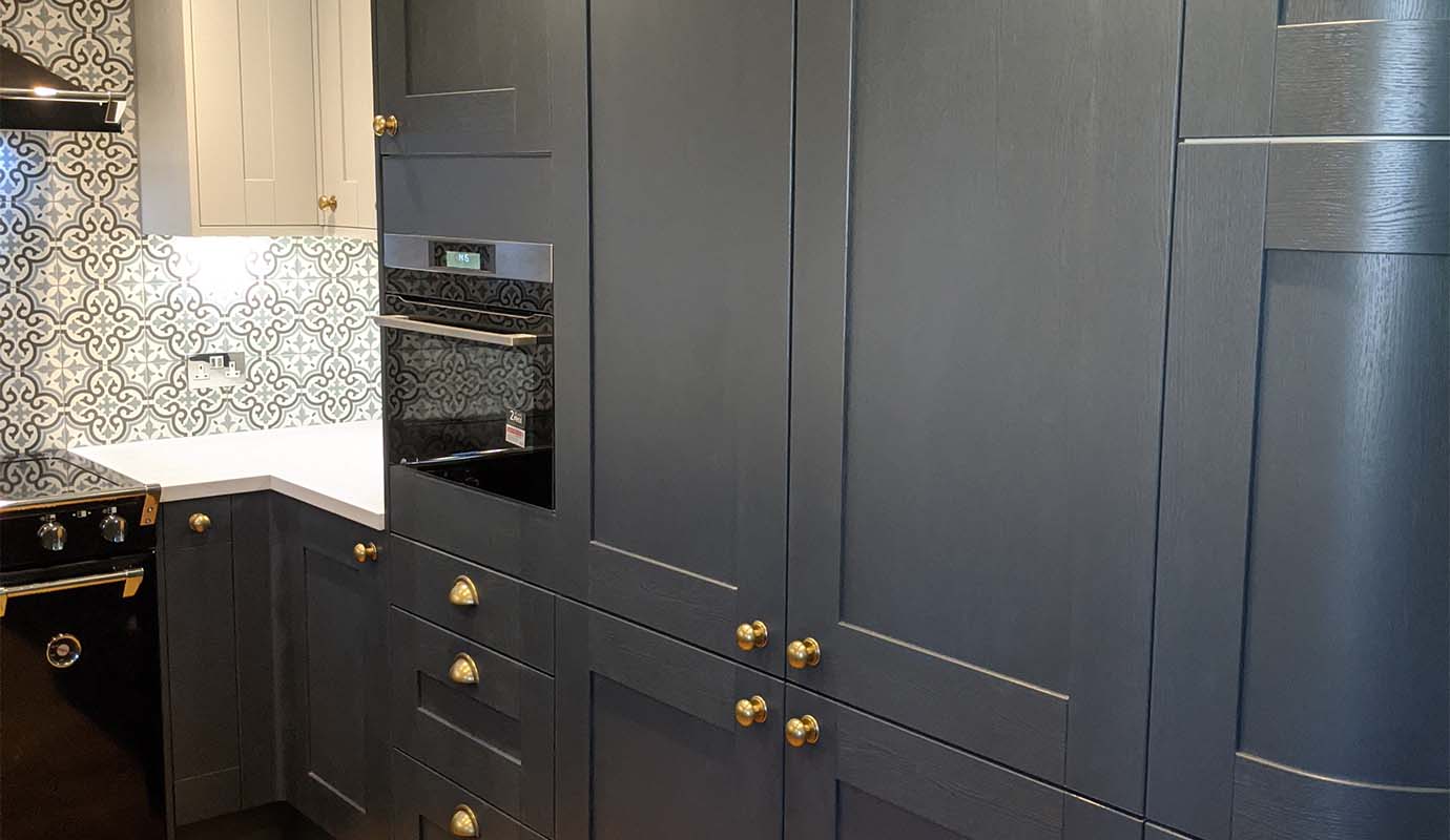 Kitchen with grey cabinets