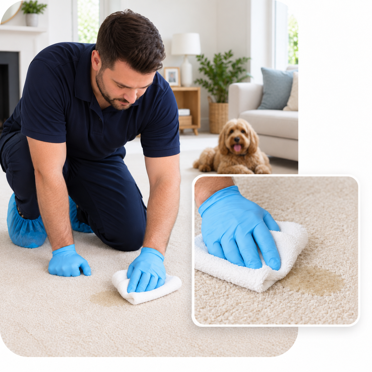 Marlow Carpet Cleaning Treating a Recent Accident that Left a Stain Marlow Carpet Cleaner Treating a Recent Accident that Left a Stain