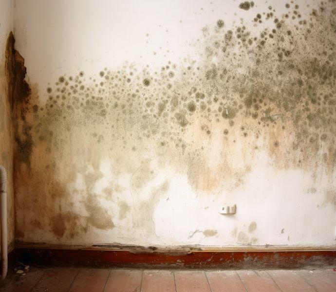 A white wall with serious mould infestation