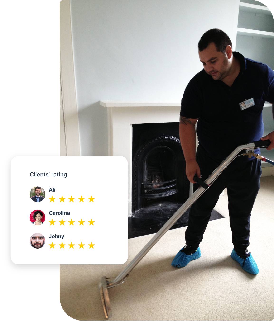 A carpet cleaner cleaning a carpet, part of the Property Maintenance Services in Oxford
